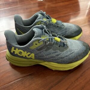 Hoka One One HOKA Speedgoat 5 Stone Blue Citron Youth Sz 4 MD Womens Sz 5.5